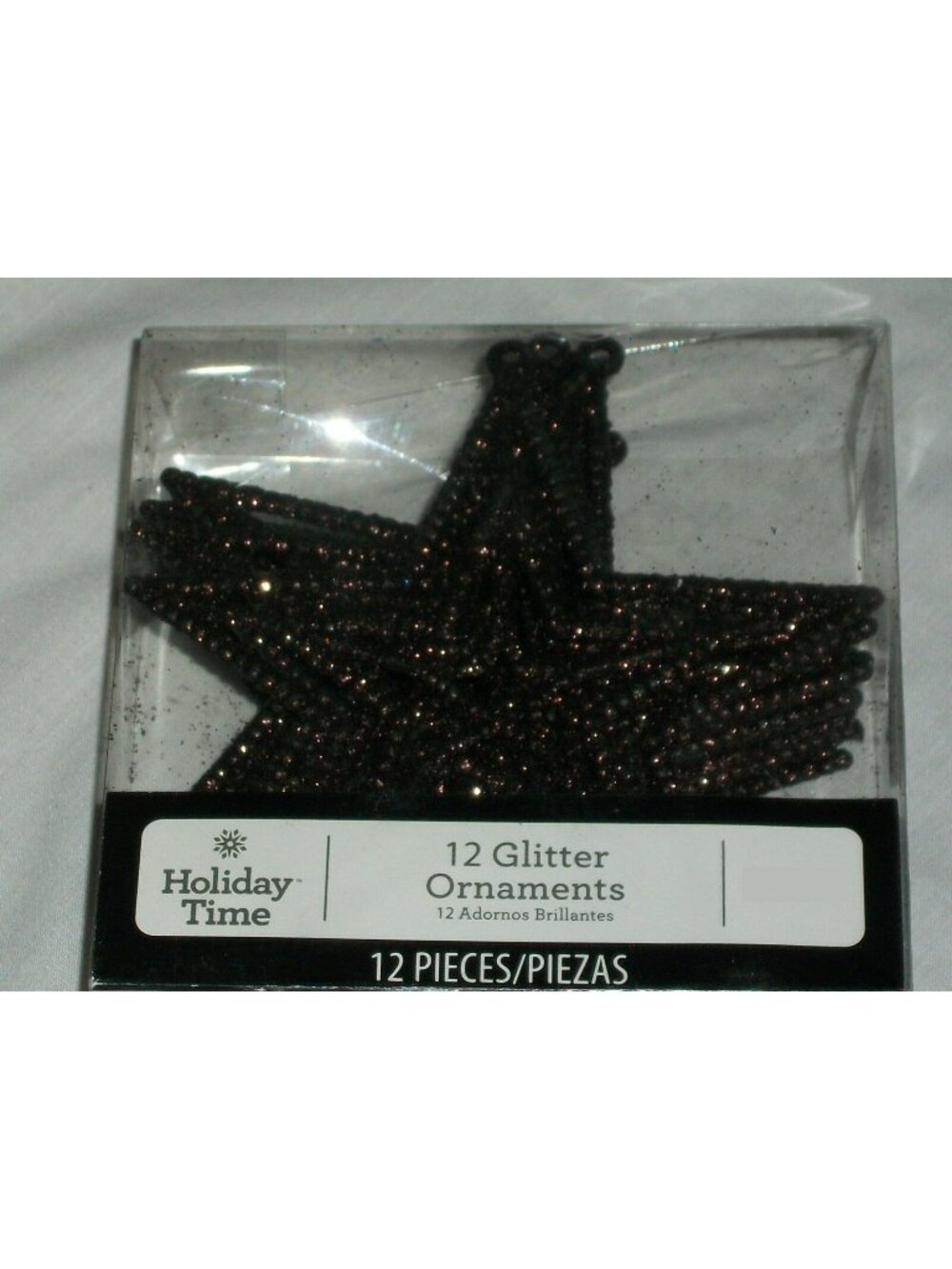 Holiday Time 12-Pack Chocolate Brown Glitter Star Ornaments Christmas Tree
